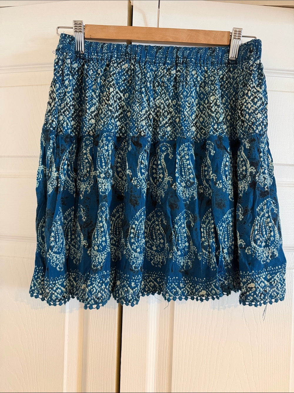Angie Teal Blue Printed Mini Skirt